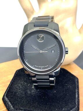 Movado Men's Watch Bold Verso Gray Dial Swiss Quartz Black Ceramic Steel 42mm